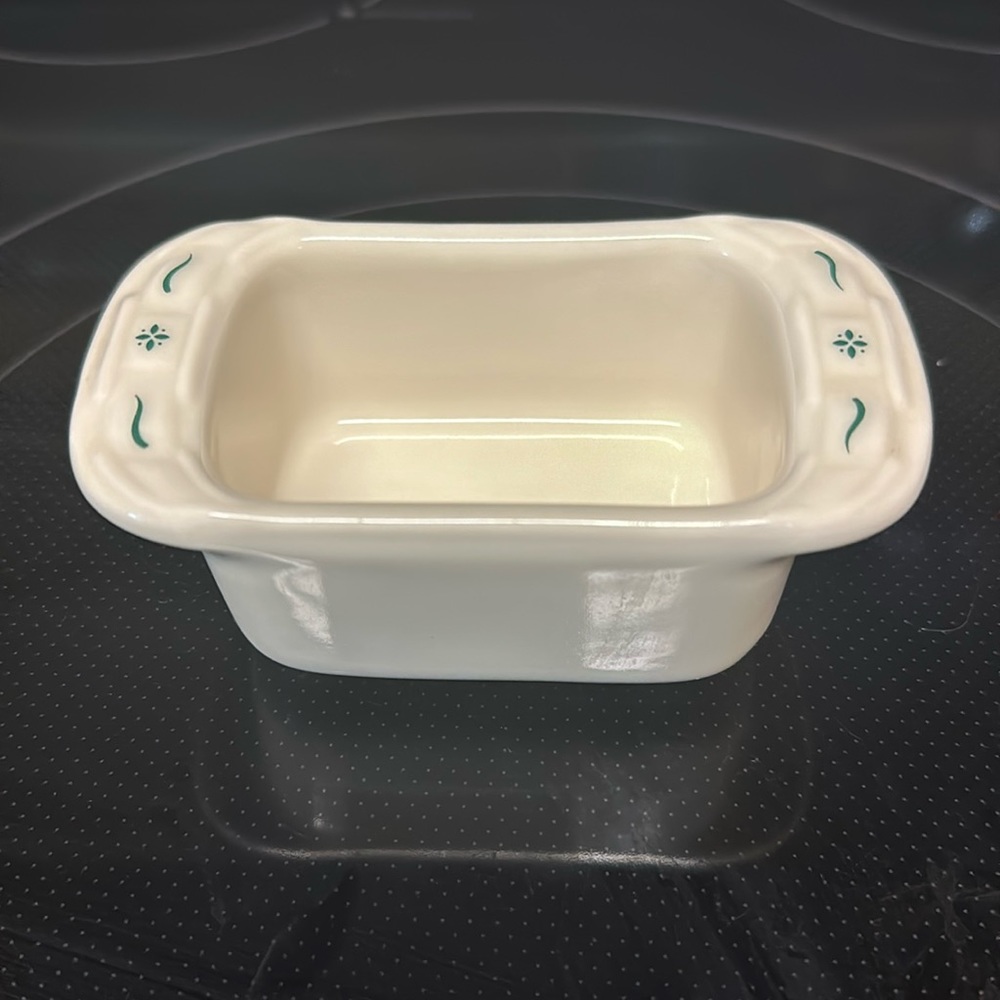 Longaberger Pottery - Green Woven Traditions Small Loaf Pan
